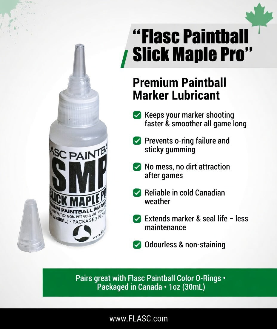 Flasc Paintball Slick Maple Pro (SMP) Marker Oil – 1oz Super Slick Silicone Lubricant for Paintball Markers, Regulators, and O-Rings